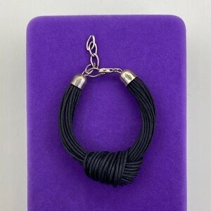 💛 Chic Sterling Silver Black Macramé Cord Bracelet | Versatile Everyday Wear